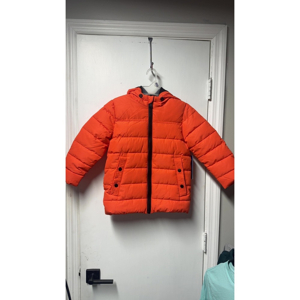 Perry Ellis | Orange Puffer Jacket Hooded Quilted Coat | Size 5
